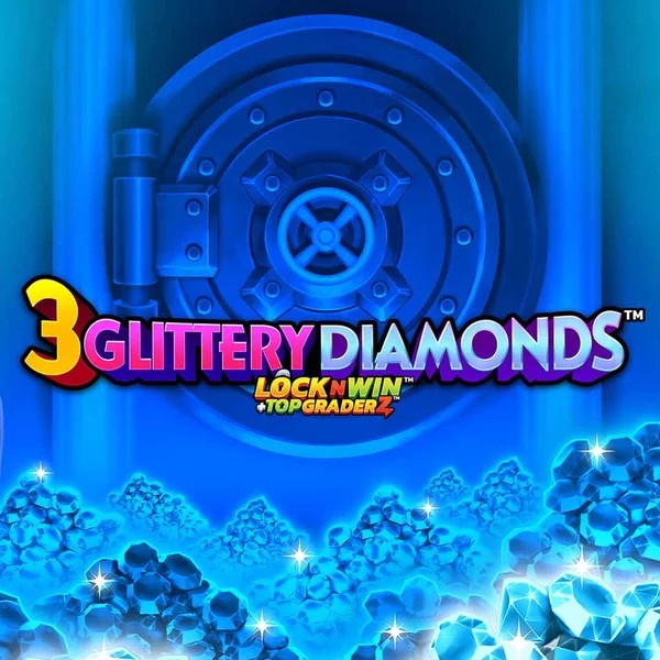 Slots logo of 3 Glittery Diamonds from PearFiction Studios at Hugo Casino
