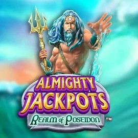 Almighty Jackpots – Realm of Poseidon slot logo by Novomatic at Hugo Casino