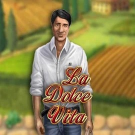La Dolce Vita slot logo by Gamomat at Hugo Casino