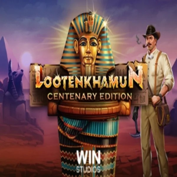 Official Slots logo: Loot'en Khamun the Dead Sea Scrolls by Win Studios at Hugo Casino