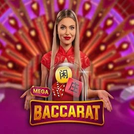 Mega Baccarat slot logo by Pragmatic Play at Hugo Casino